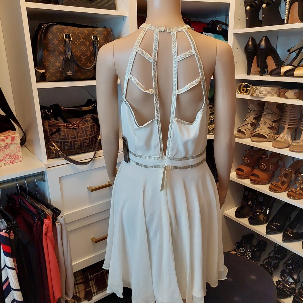 Ivory scrappy backless dress